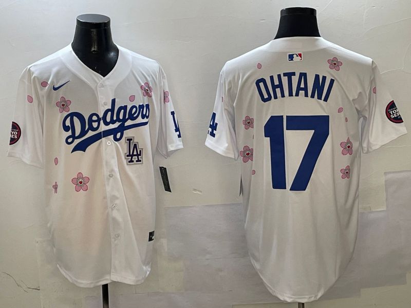 Men Los Angeles Dodgers 17 Ohtani White Sakura Edition 2025 Nike MLB Jersey style 9